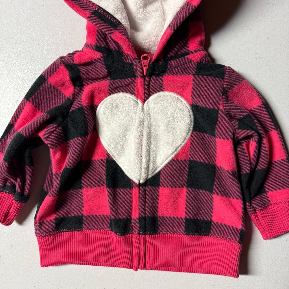 Plaid Pink and Black Hoodie for Babies
